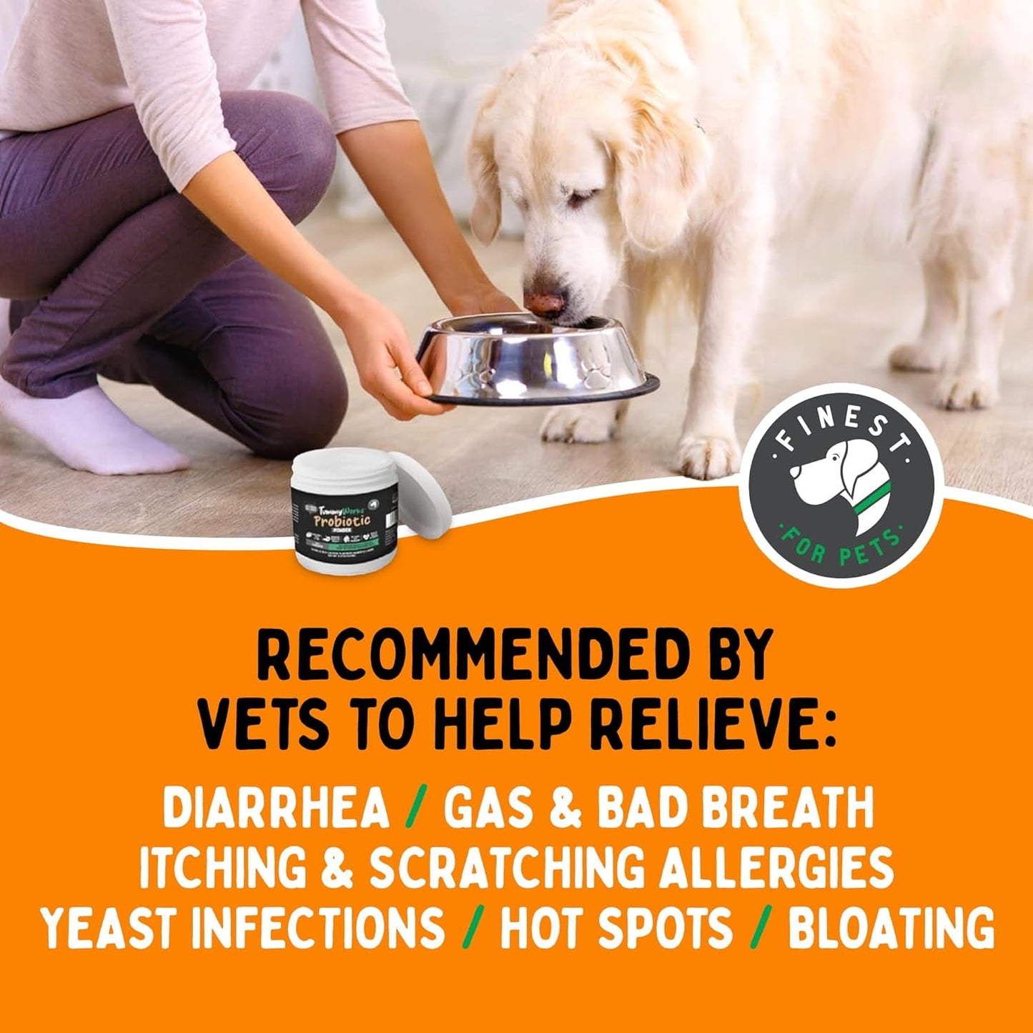 Tummyworks Probiotic Powder for Dogs & Cats, Natural, 160 Scoops