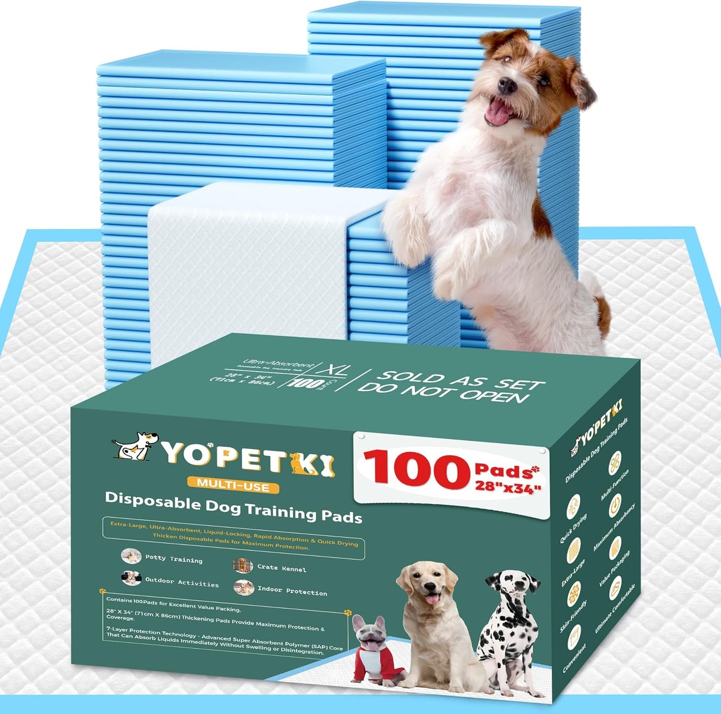 60 Count Extra Large Dog Pee Pads 28" X 34", Super Absorbent X-Large Puppy Pads Disposable Dogs Training Pads, Quick Drying Leak-Proof Dog Potty Pads for Doggies Puppies Cats