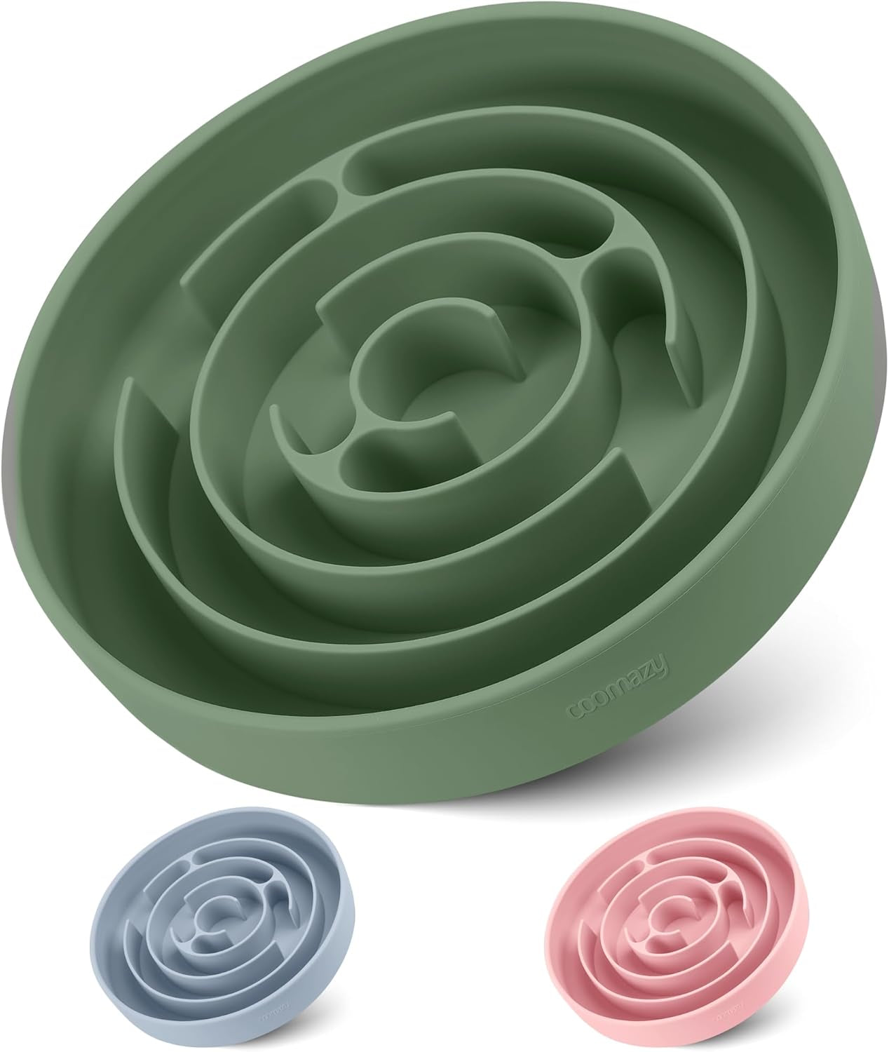 Slow Feeder Dog Bowls, Silicone Dog Bowl with Suction Cups, Slow Feeder & Non-Slip Design, Boredom and Anxiety Reducer, Suitable for All Breed Dogs, Avocado Green