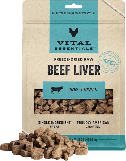 Beef Liver Dog Treats, 2.1 Oz | Freeze-Dried Raw | Single Ingredient | Premium Quality High Protein Training Treats | Grain Free, Gluten Free, Filler Free