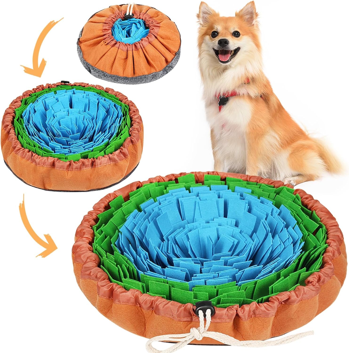 Snuffle Mat for Dogs, Interactive Sniff Mat for Slow Eating and Keep Busy, Adjustable Dog Digging Toys Encourages Natural Foraging Skills and Mental Stimulation