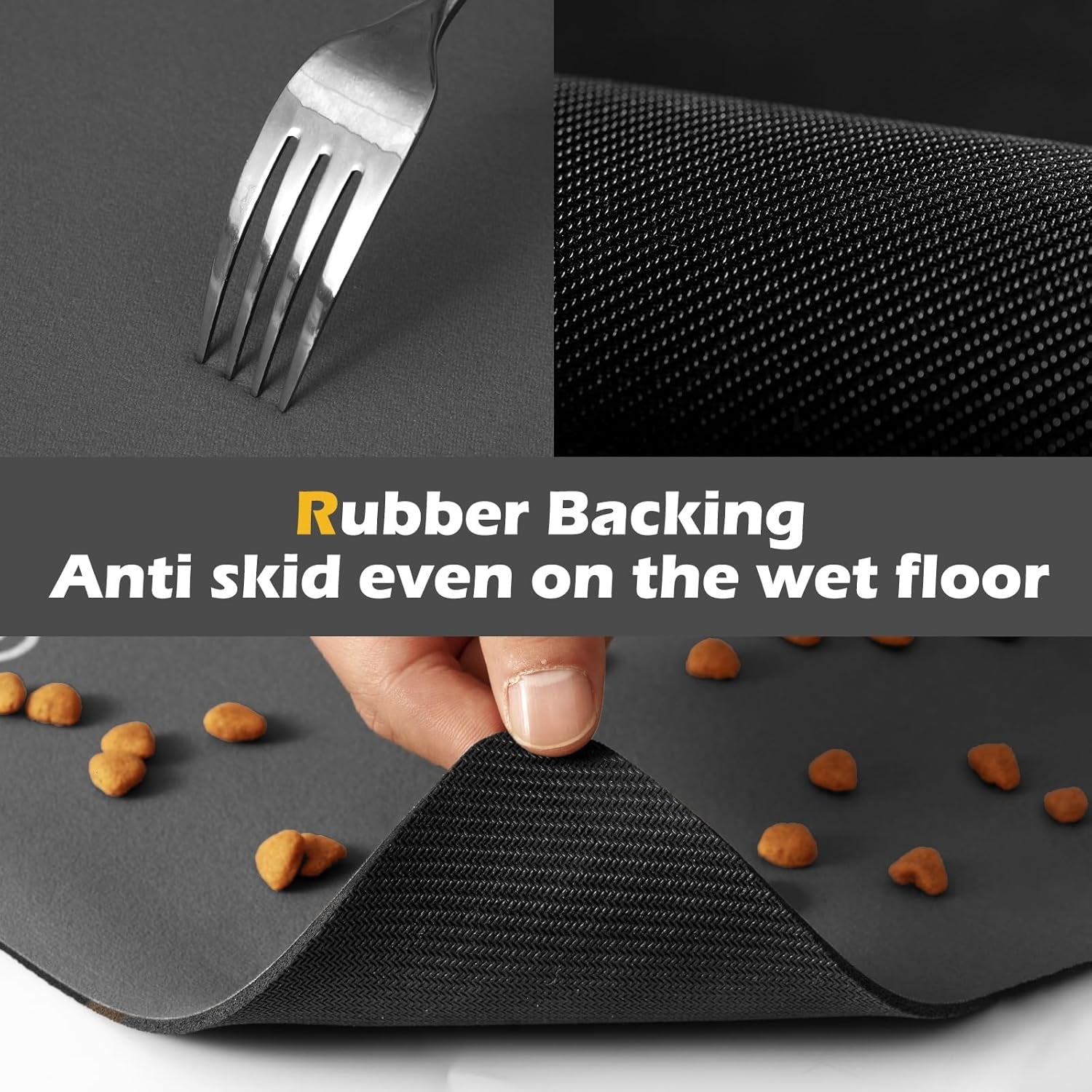 Pet Feeding Mat-Absorbent Dog Mat for Food and Water Bowl-Dog Accessories Pet Supplies-Dog Water Bowl for Messy Drinkers-No Stains Quick Dry Dog Water Dispenser Mat (12"X19", Dark Grey)