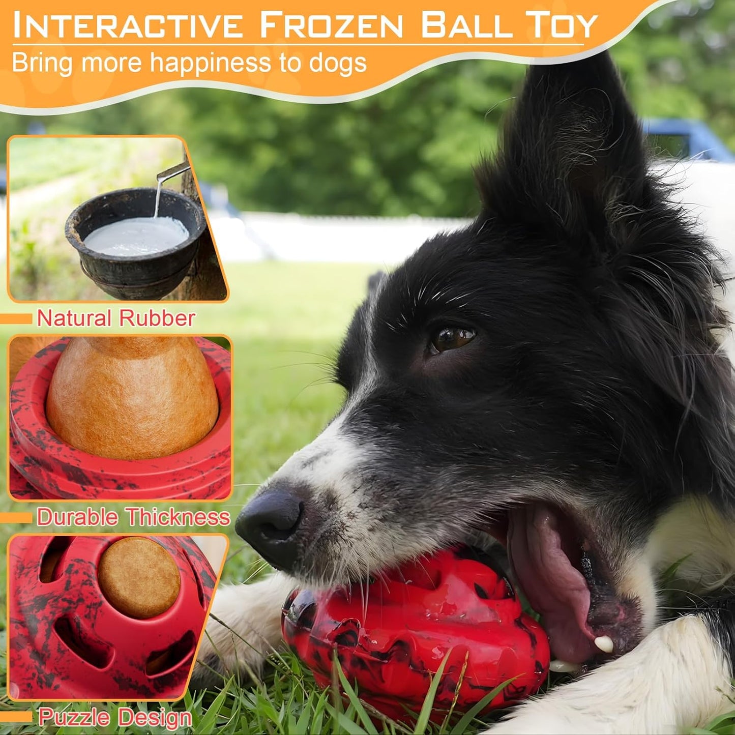 Dog Toys to Keep Them Busy,Frozen Treat Dog Enrichment Toys,Slow Food Training to Relieve Boredom and Stimulating,Dog Puzzle Treat Food Dispensing Ball Toy for Small Medium Large Dogs