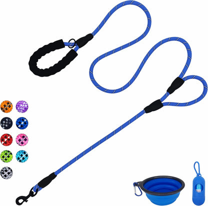 Dog Leash Heavy Duty 6Ft, Double Handle Dog Leash with Padded Handle for Traffic Control, Reflective Rope Leashes for Large and Medium Dogs Control Safety Training at Night (Pink)