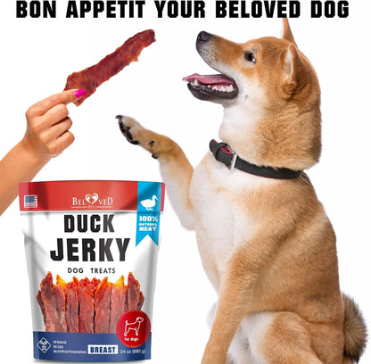 Duck Jerky Dog Treats 680GR - Human Grade Pet Snacks & Grain Free Organic Meat - Natural High Protein Dried Strips - Best Chews for Training Small & Large Dogs - Bulk Soft Pack (Duck)