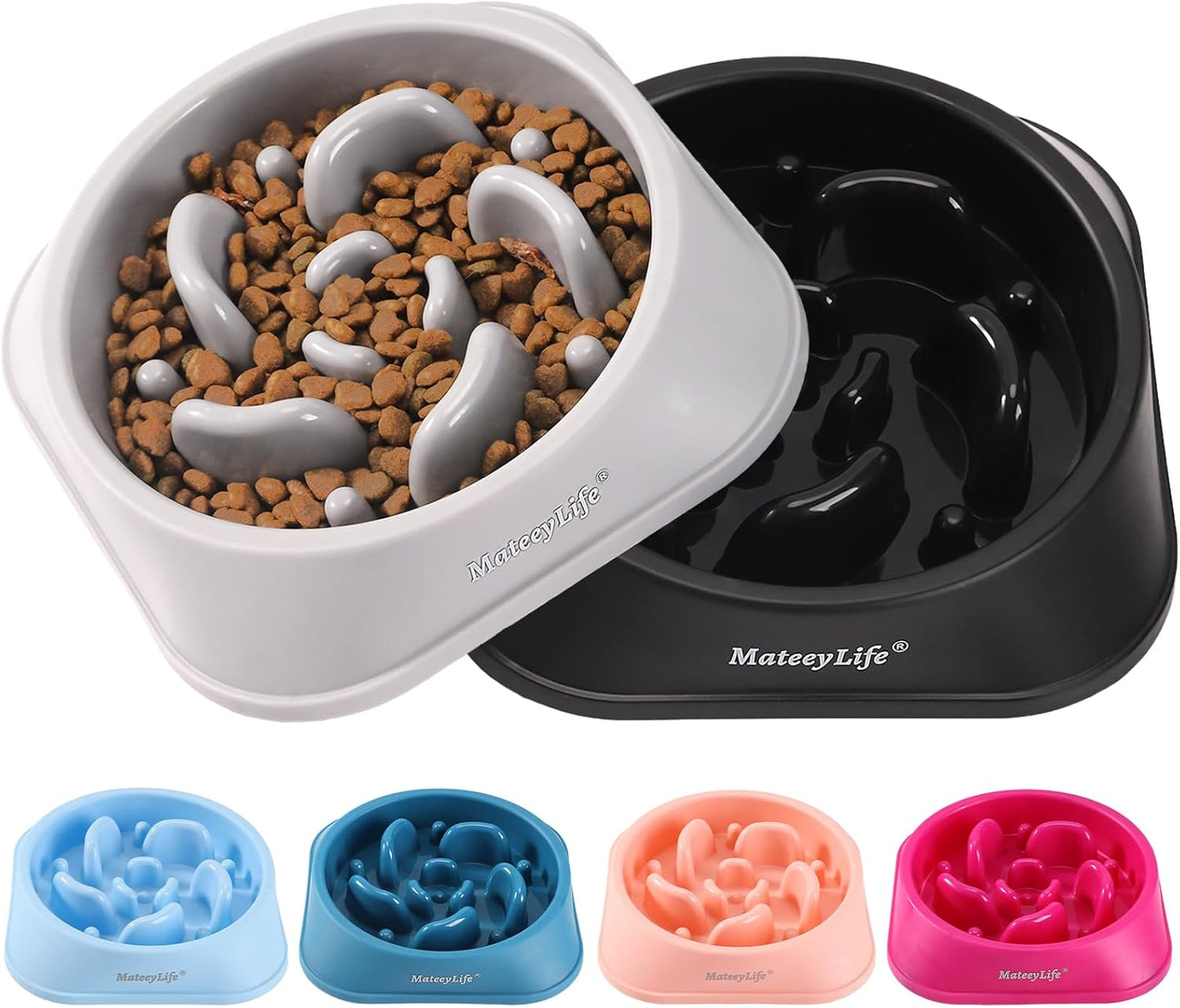 Slow Feeder Dog Bowls 2PCS, Anti-Choking Puzzle Dog Food Bowls, Anti-Slip Interactive Feeding Slow down Eating, Bloat Stop Maze Dishes for All Breeds Pets