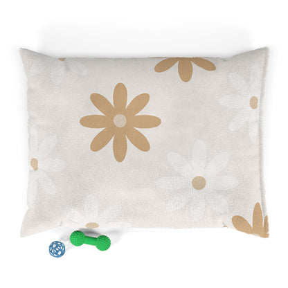 Floral Cozy Pet Bed - Soft Plush Dog & Cat Bed with Daisy Design