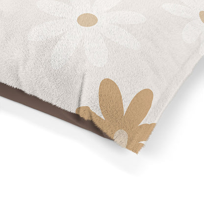Floral Cozy Pet Bed - Soft Plush Dog & Cat Bed with Daisy Design