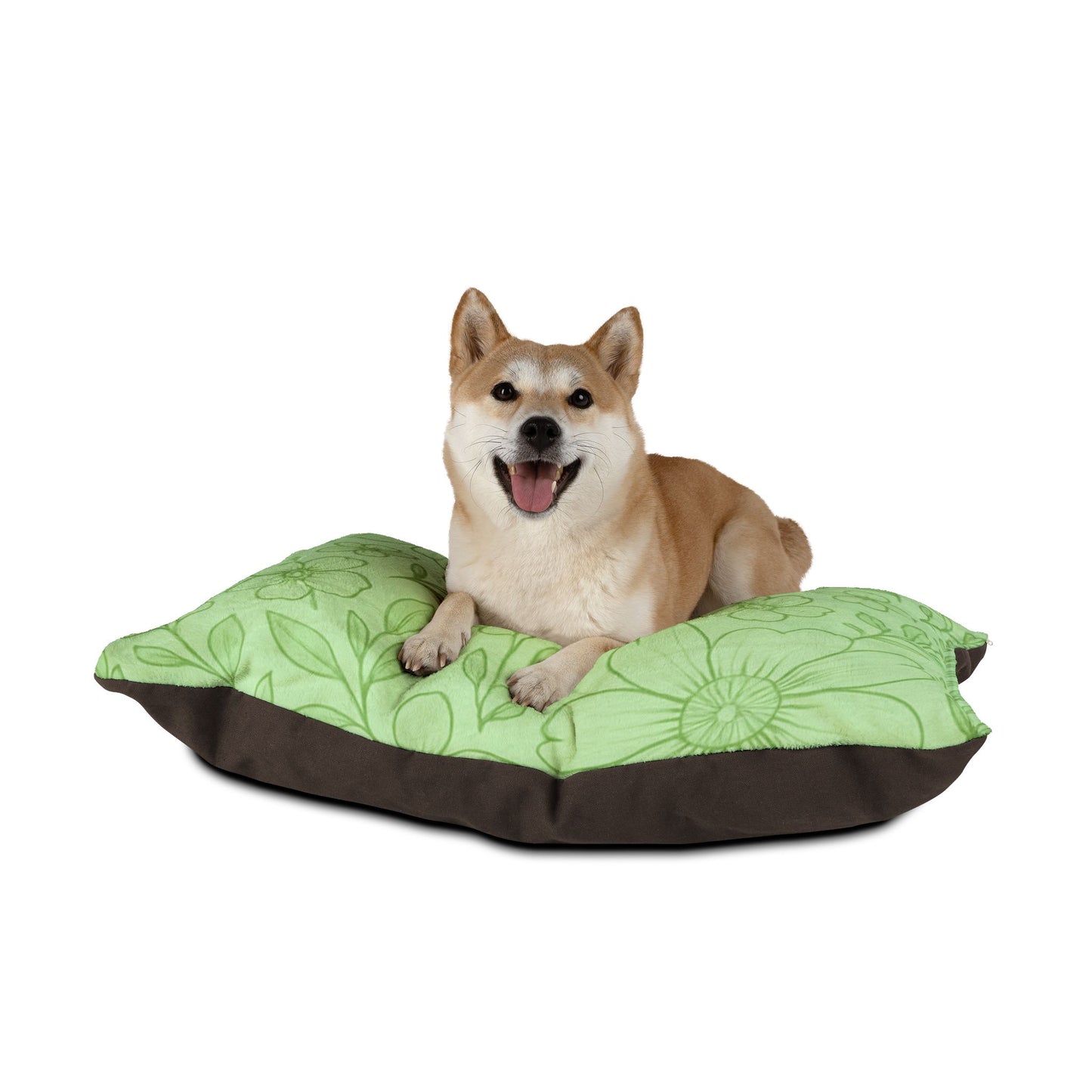 Floral Comfort Pet Bed - Cozy Green Design for Pet Relaxation