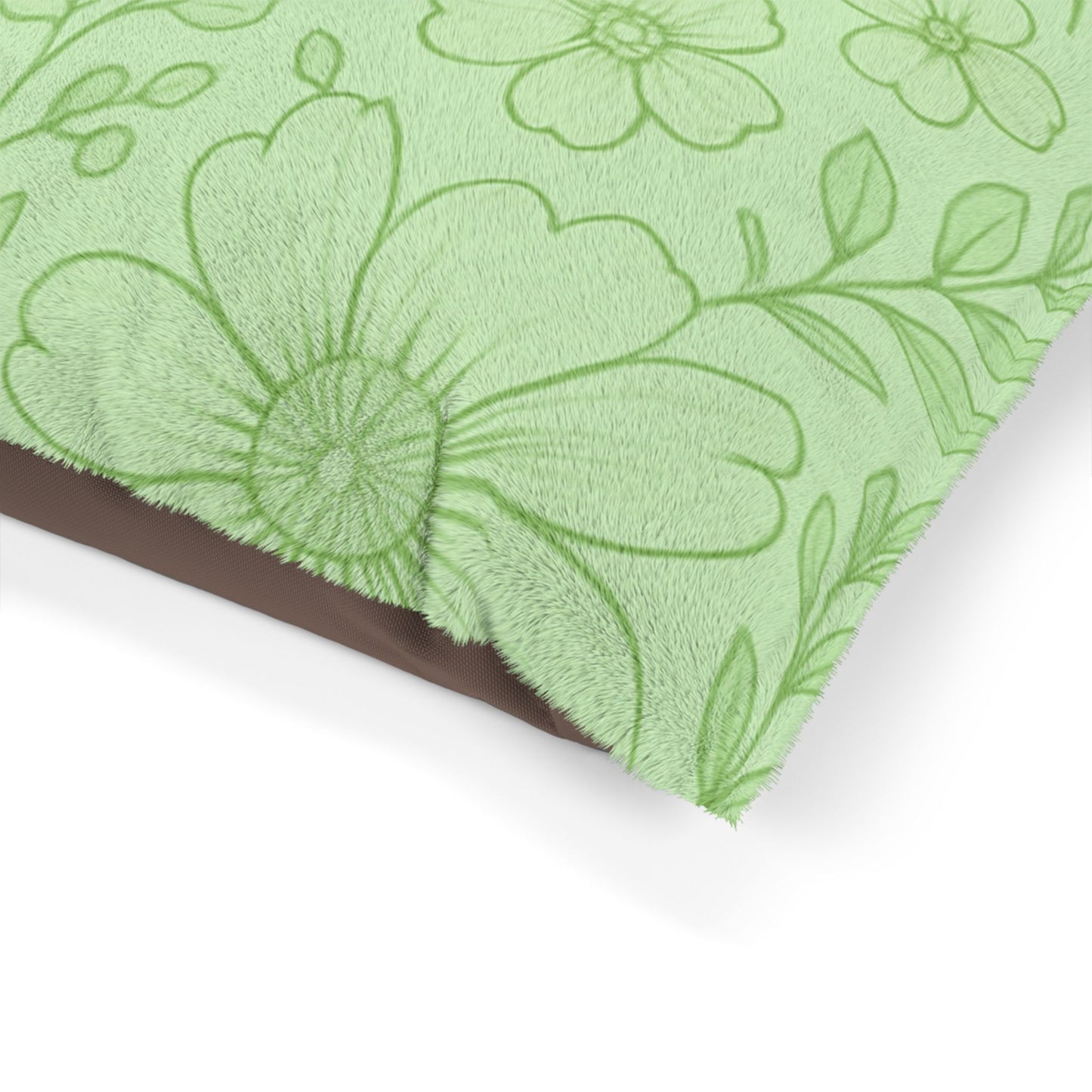 Floral Comfort Pet Bed - Cozy Green Design for Pet Relaxation