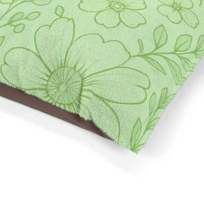 Floral Comfort Pet Bed - Cozy Green Design for Pet Relaxation