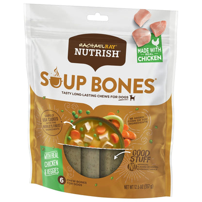 Rachael Ray  Soup Bones Dry Dog Treats with Real Chicken & Veggies, 6 Soft Treats