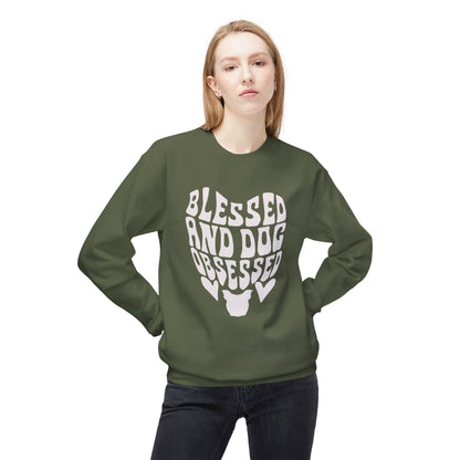 Blessed and Dog Obsessed Crewneck Sweatshirt for Dog Lovers