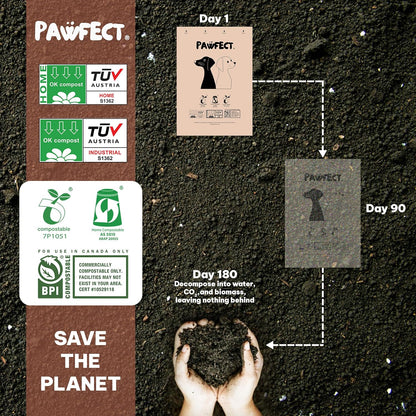 Dog Poop Bags Rolls - Biodegradable Doggie Bags, Compostable Dog Waste Bags, BPI Certified Pet Waste Bags, Unscented, Large, Puppy Poo, Earth Friendly, Bolsas De Basura (240 Counts)