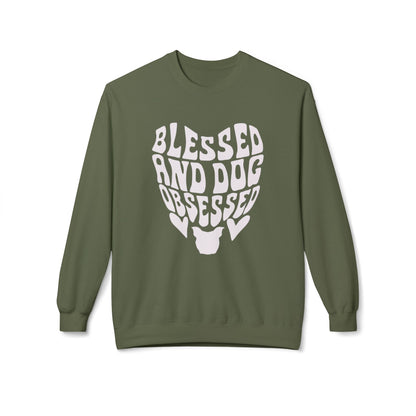 Blessed and Dog Obsessed Crewneck Sweatshirt for Dog Lovers