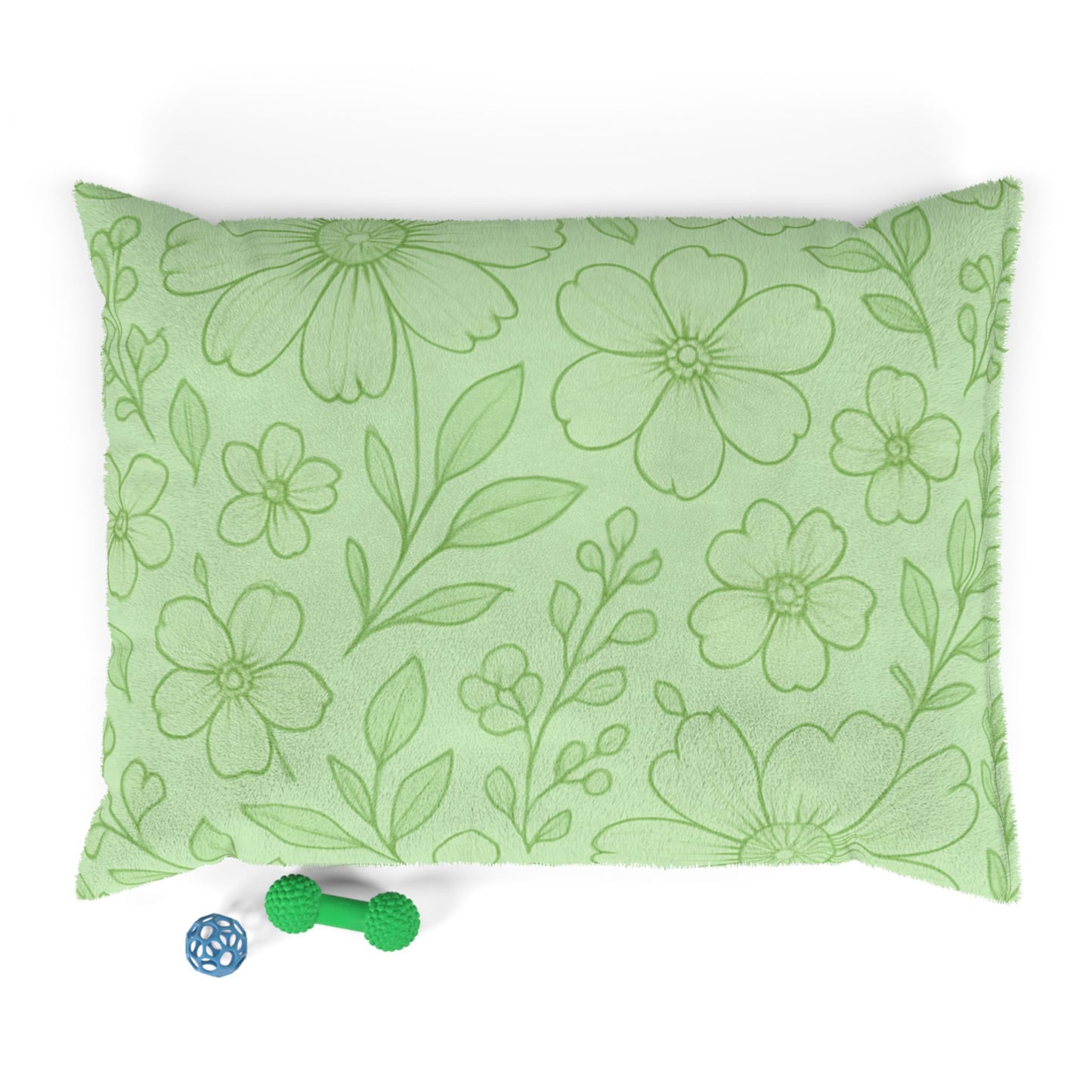 Floral Comfort Pet Bed - Cozy Green Design for Pet Relaxation