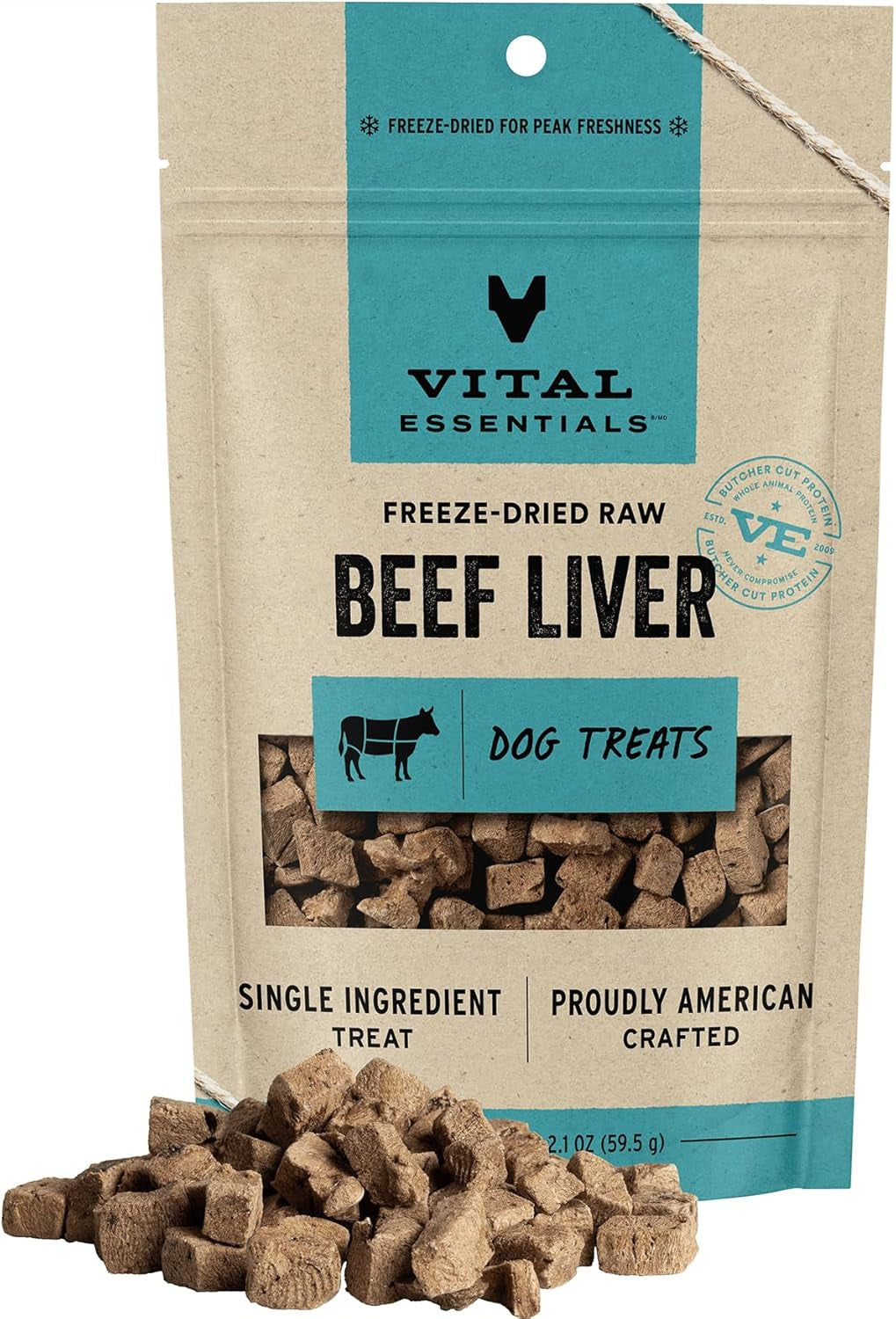 Beef Liver Dog Treats, 2.1 Oz | Freeze-Dried Raw | Single Ingredient | Premium Quality High Protein Training Treats | Grain Free, Gluten Free, Filler Free