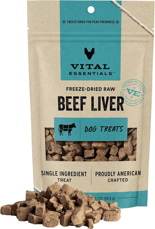 Beef Liver Dog Treats, 2.1 Oz | Freeze-Dried Raw | Single Ingredient | Premium Quality High Protein Training Treats | Grain Free, Gluten Free, Filler Free