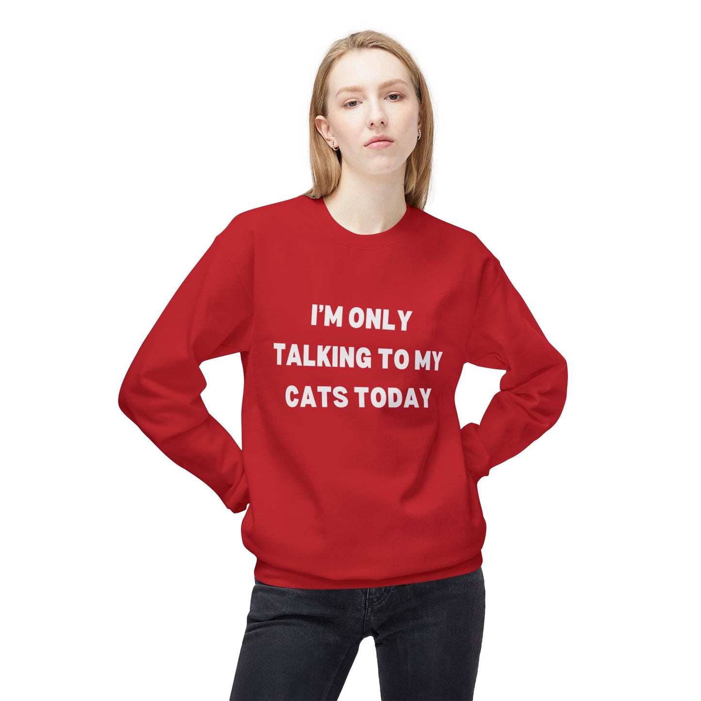 Funny Pet Lover Crewneck Sweatshirt - "I'm Only Talking to My Cats Today" - Perfect Gift for Cat Lovers