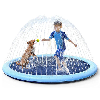 Dog Water Play Mat Splash Pad PVC Interactive Pet Toy for Outdoor Summer Cooling Fun Reusable Crawling Mat