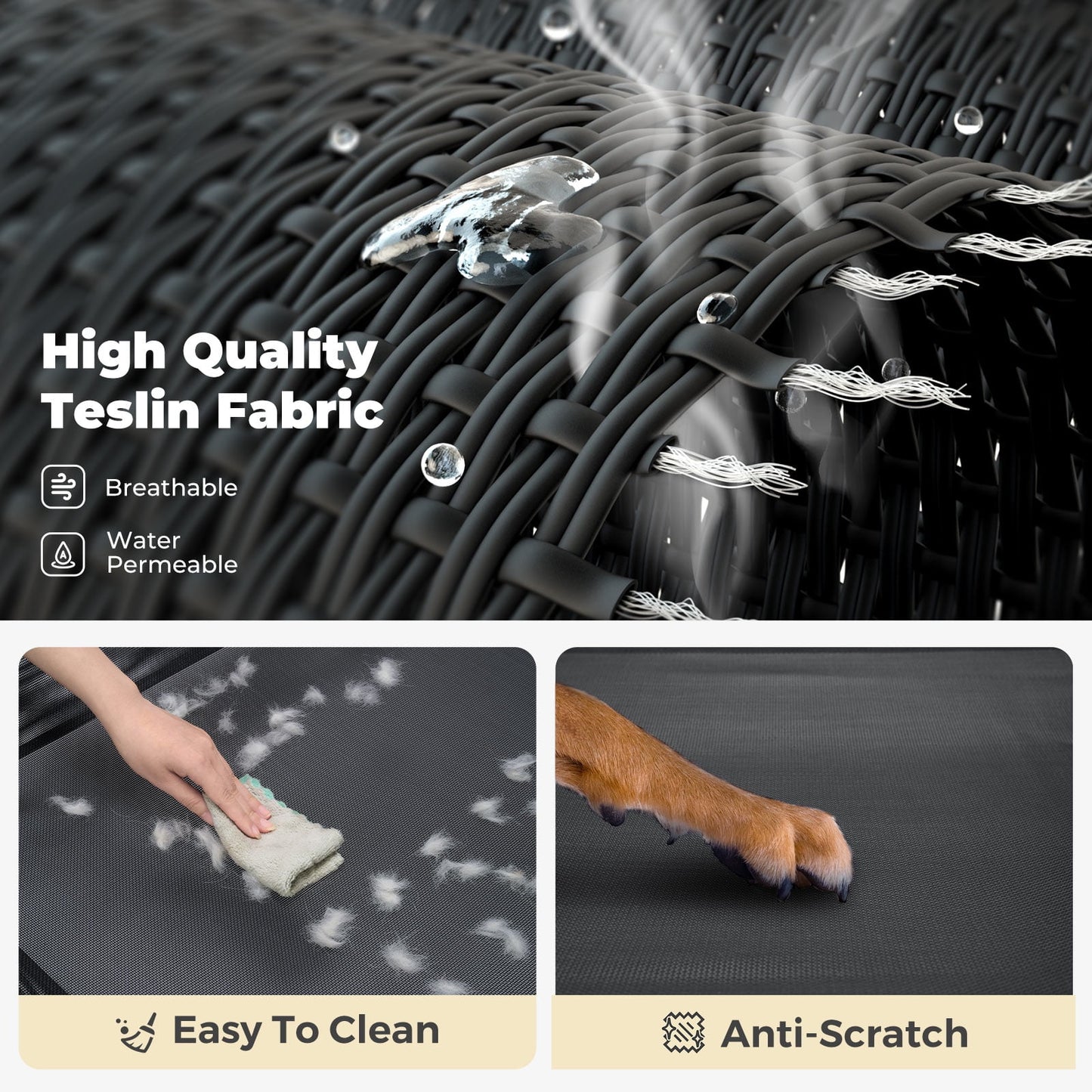 Cooling Elevated Dog Bed, Raised Dog Cot with Washable Mesh, Xx-Large, Black