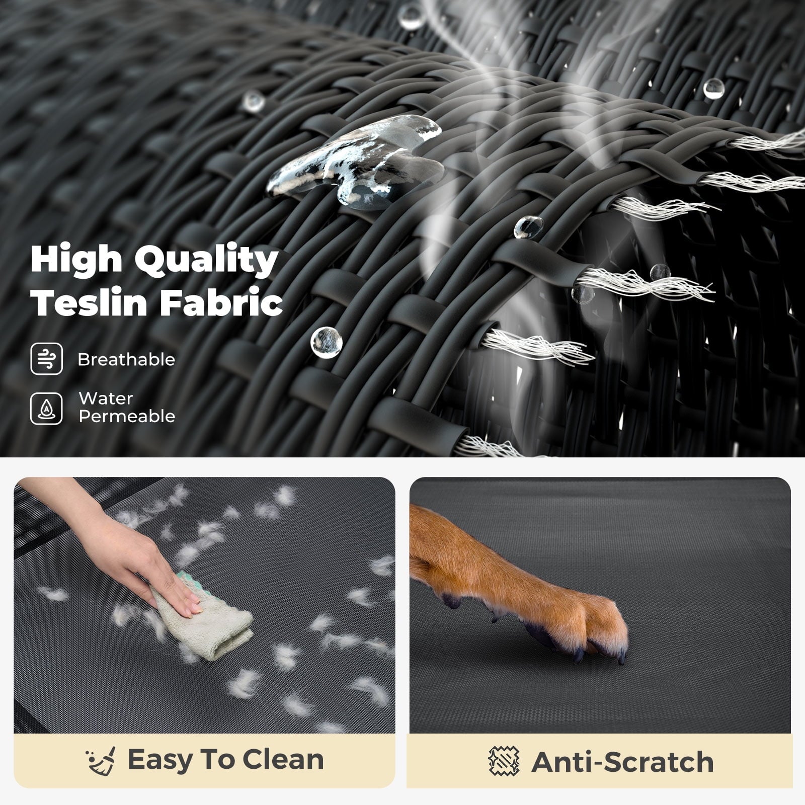 Cooling Elevated Dog Bed, Raised Dog Cot with Washable Mesh, Xx-Large, Black