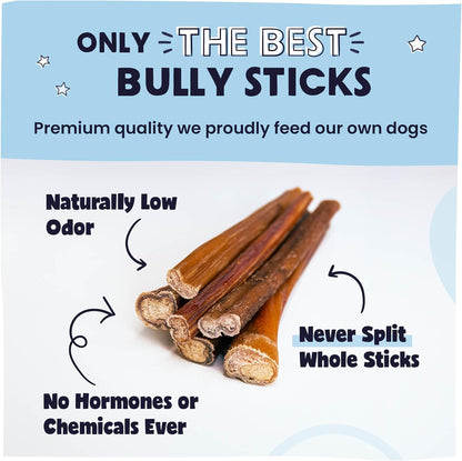 Natural 5-8" Bully Sticks for Dogs - Best Long-Lasting, Rawhide-Free, Low Odor Dental Chew Treat - Healthy Single Ingredient, 100% Real Beef - 8 Oz Bag - Packaging May Vary
