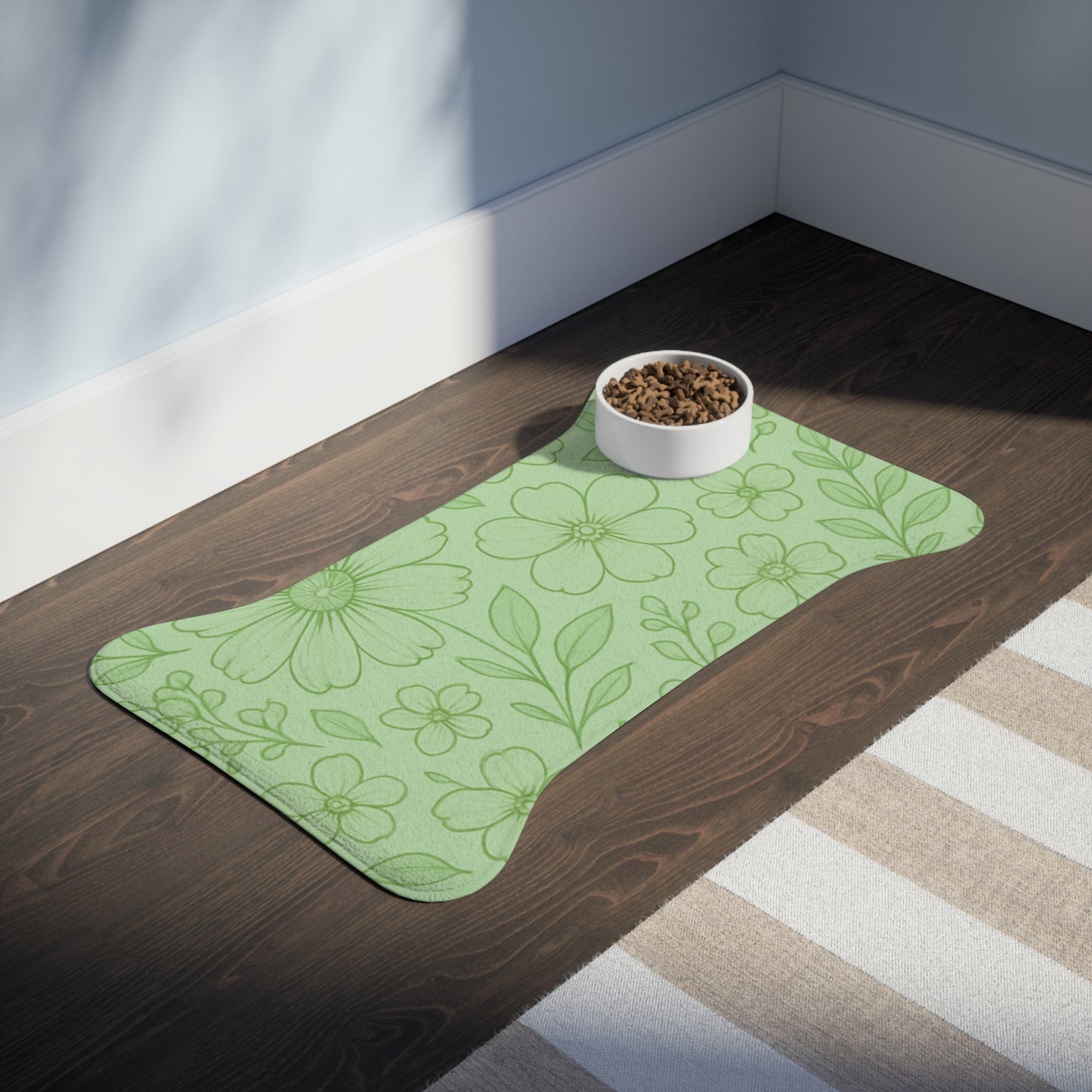 Floral Pet Feeding Mats - Cute & Functional Dog and Cat Mat for Food and Water Bowls