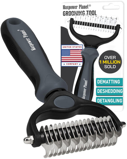 Original Pet Grooming Rake - Double-Sided Deshedding Dematting Tool, Undercoat Rake for Dogs & Cats, Extra-Wide Dog Grooming Brush & Deshedder Comb for Long Hair, Reduces Shedding 95%