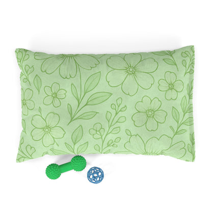 Floral Comfort Pet Bed - Cozy Green Design for Pet Relaxation