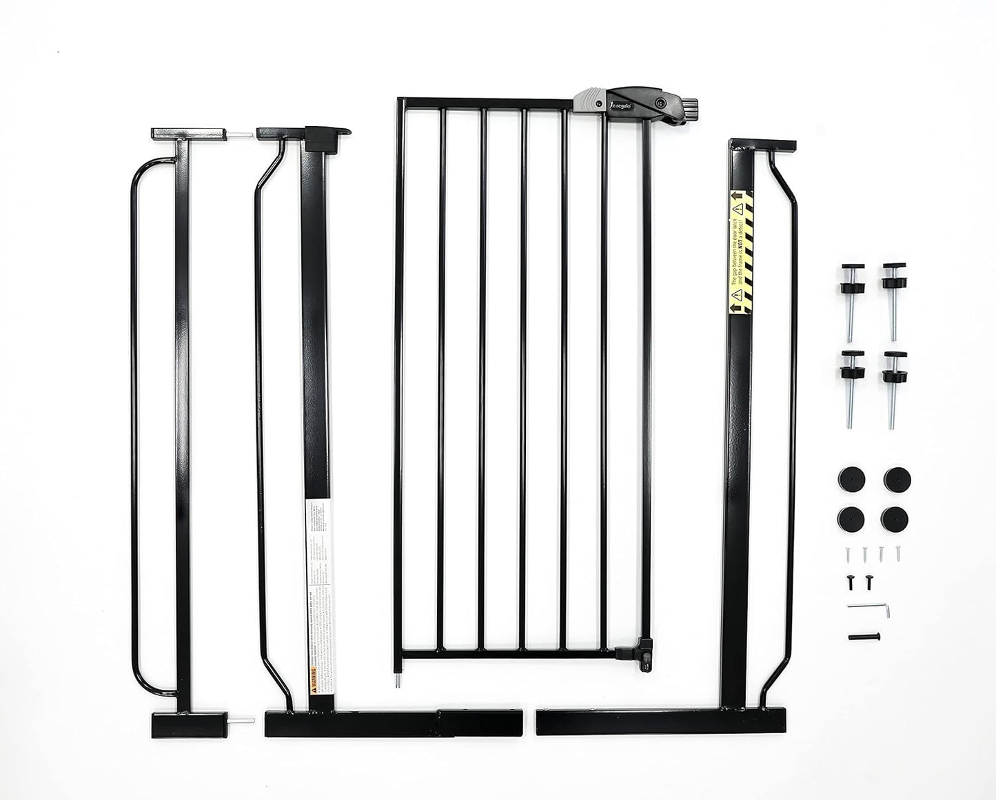 Easy Step Extra Tall Walk Thru Baby Gate, Bonus Kit, Includes 4-Inch Extension Kit, Pressure Mount Kit and Wall Cups and Mounting Kit, Black, 4 Count (Pack of 1)
