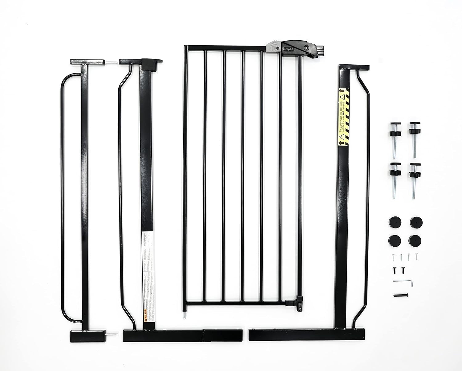 Easy Step Extra Tall Walk Thru Baby Gate, Bonus Kit, Includes 4-Inch Extension Kit, Pressure Mount Kit and Wall Cups and Mounting Kit, Black, 4 Count (Pack of 1)