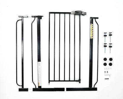 Easy Step Extra Tall Walk Thru Baby Gate, Bonus Kit, Includes 4-Inch Extension Kit, Pressure Mount Kit and Wall Cups and Mounting Kit, Black, 4 Count (Pack of 1)