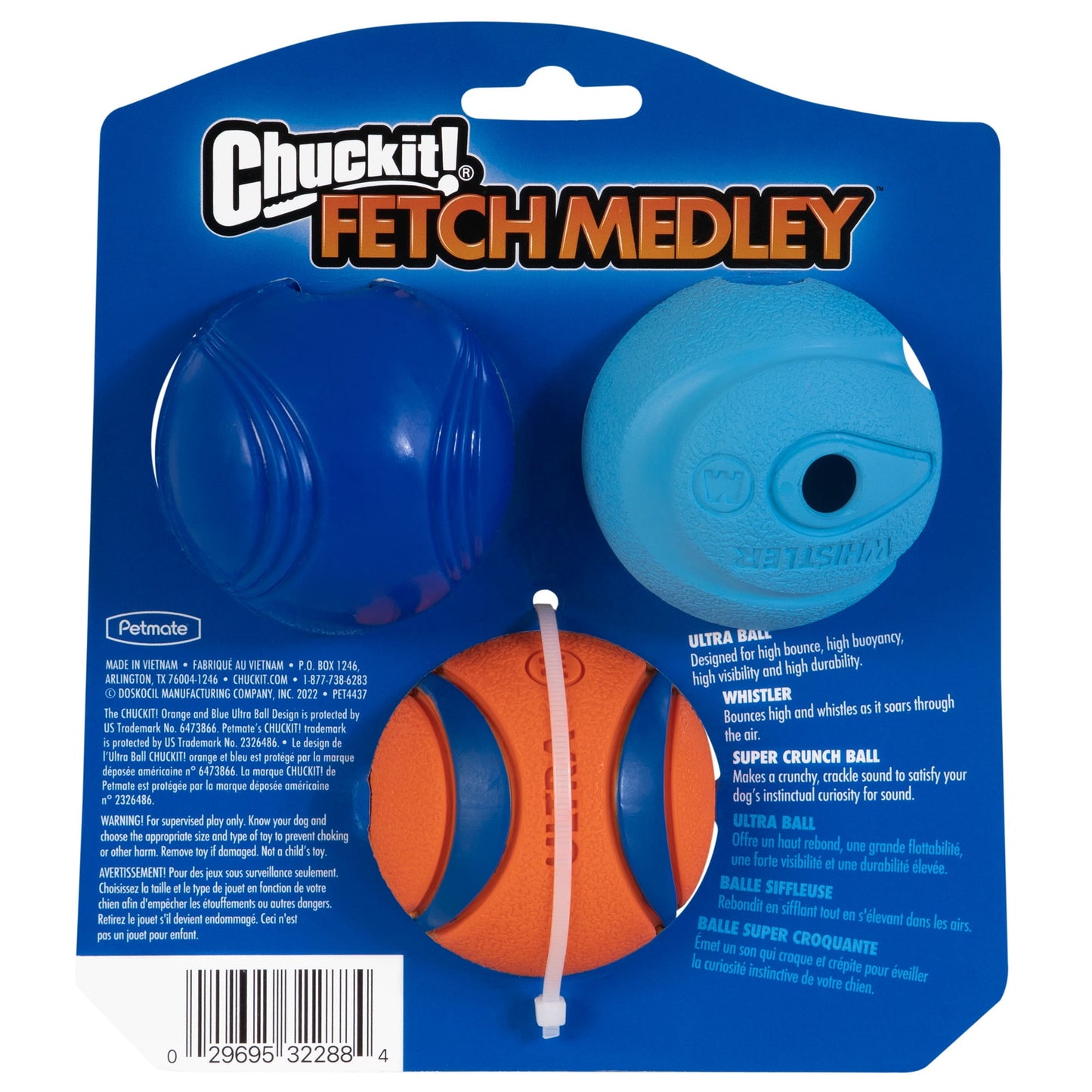 Fetch Medley Ball Set Rubber Dog Toys, Medium, Pack of 3, Assorted
