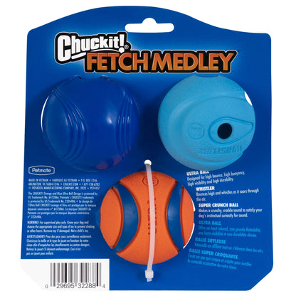 Fetch Medley Ball Set Rubber Dog Toys, Medium, Pack of 3, Assorted