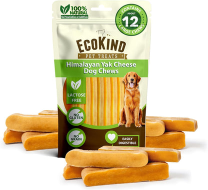 Ecokind Himalayan Yak Cheese Dog Chew | Great for Dogs, Treat for Dogs, Keeps Dog Busy & Enjoying, Indoors & Outdoor Use (8 Small Sticks)