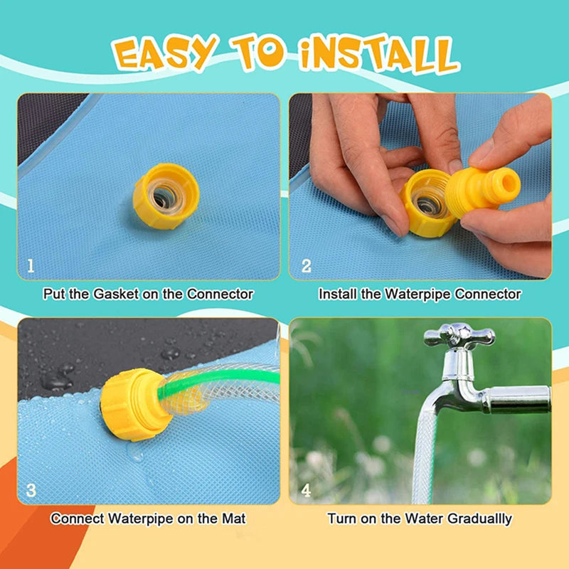 Dog Water Play Mat Splash Pad PVC Interactive Pet Toy for Outdoor Summer Cooling Fun Reusable Crawling Mat