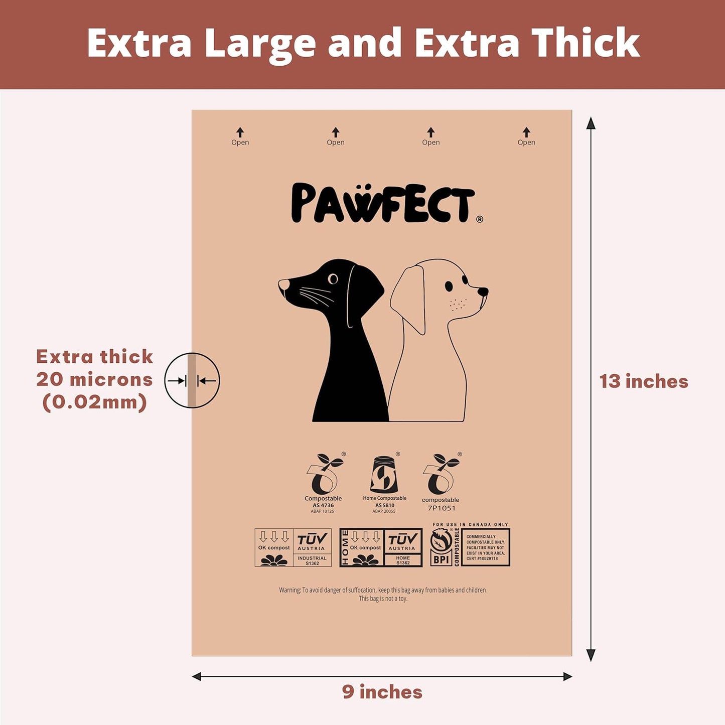 Dog Poop Bags Rolls - Biodegradable Doggie Bags, Compostable Dog Waste Bags, BPI Certified Pet Waste Bags, Unscented, Large, Puppy Poo, Earth Friendly, Bolsas De Basura (240 Counts)