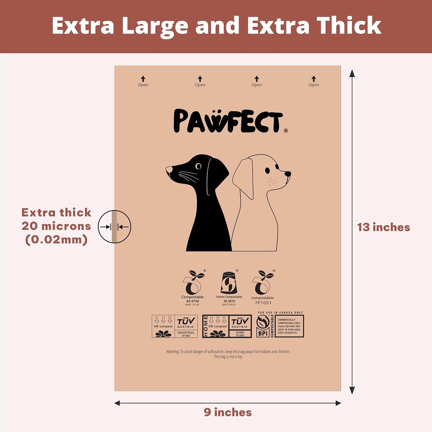 Dog Poop Bags Rolls - Biodegradable Doggie Bags, Compostable Dog Waste Bags, BPI Certified Pet Waste Bags, Unscented, Large, Puppy Poo, Earth Friendly, Bolsas De Basura (240 Counts)