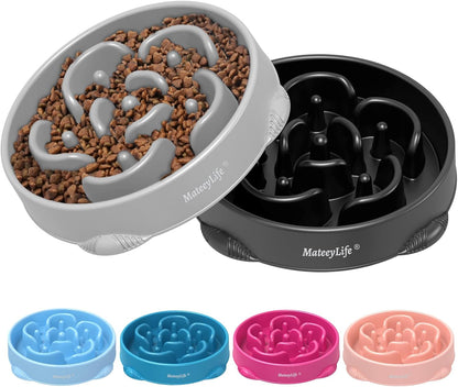 Slow Feeder Dog Bowls 2PCS, Anti-Choking Puzzle Dog Food Bowls, Anti-Slip Interactive Feeding Slow down Eating, Bloat Stop Maze Dishes for All Breeds Pets