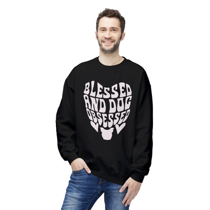 Blessed and Dog Obsessed Crewneck Sweatshirt for Dog Lovers