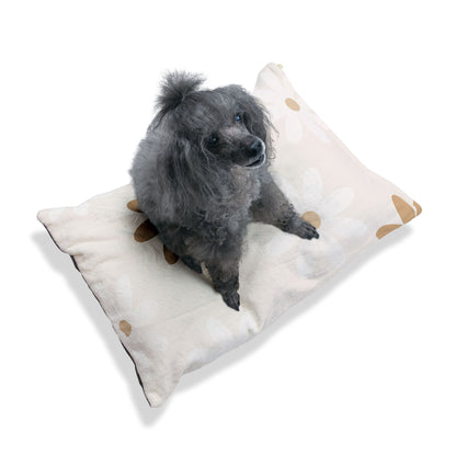 Floral Cozy Pet Bed - Soft Plush Dog & Cat Bed with Daisy Design