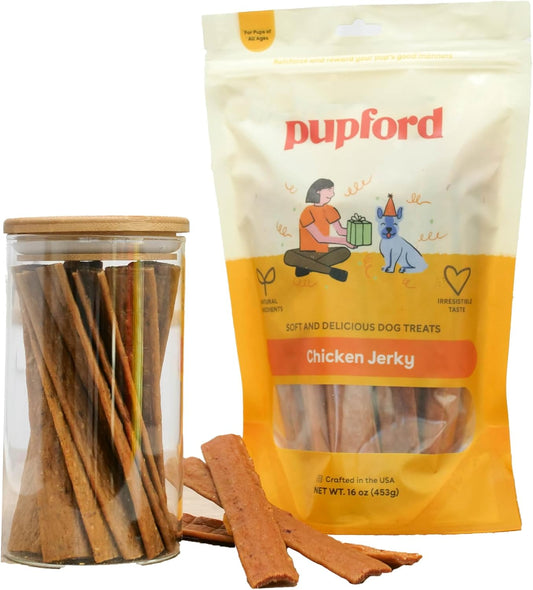 Chicken Jerky for Dogs & Puppies, All-Natural, Healthy Dog Treats, No Fillers, Made in USA (16 Oz)
