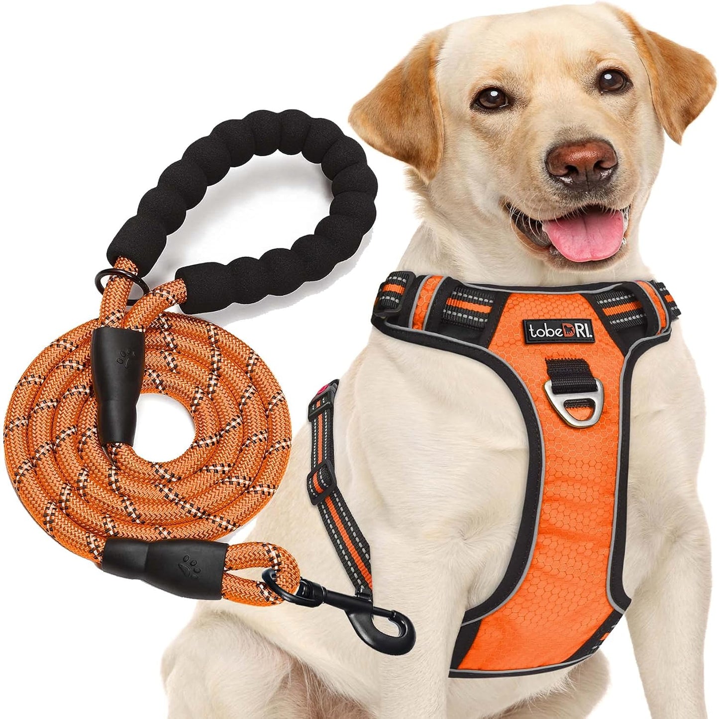 No Pull Dog Harness Adjustable Reflective Oxford Easy Control Medium Large Dog Harness with a Free Heavy Duty 5Ft Leash