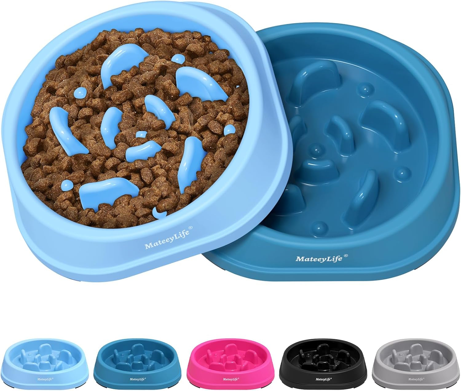 Slow Feeder Dog Bowls 2PCS, Anti-Choking Puzzle Dog Food Bowls, Anti-Slip Interactive Feeding Slow down Eating, Bloat Stop Maze Dishes for All Breeds Pets