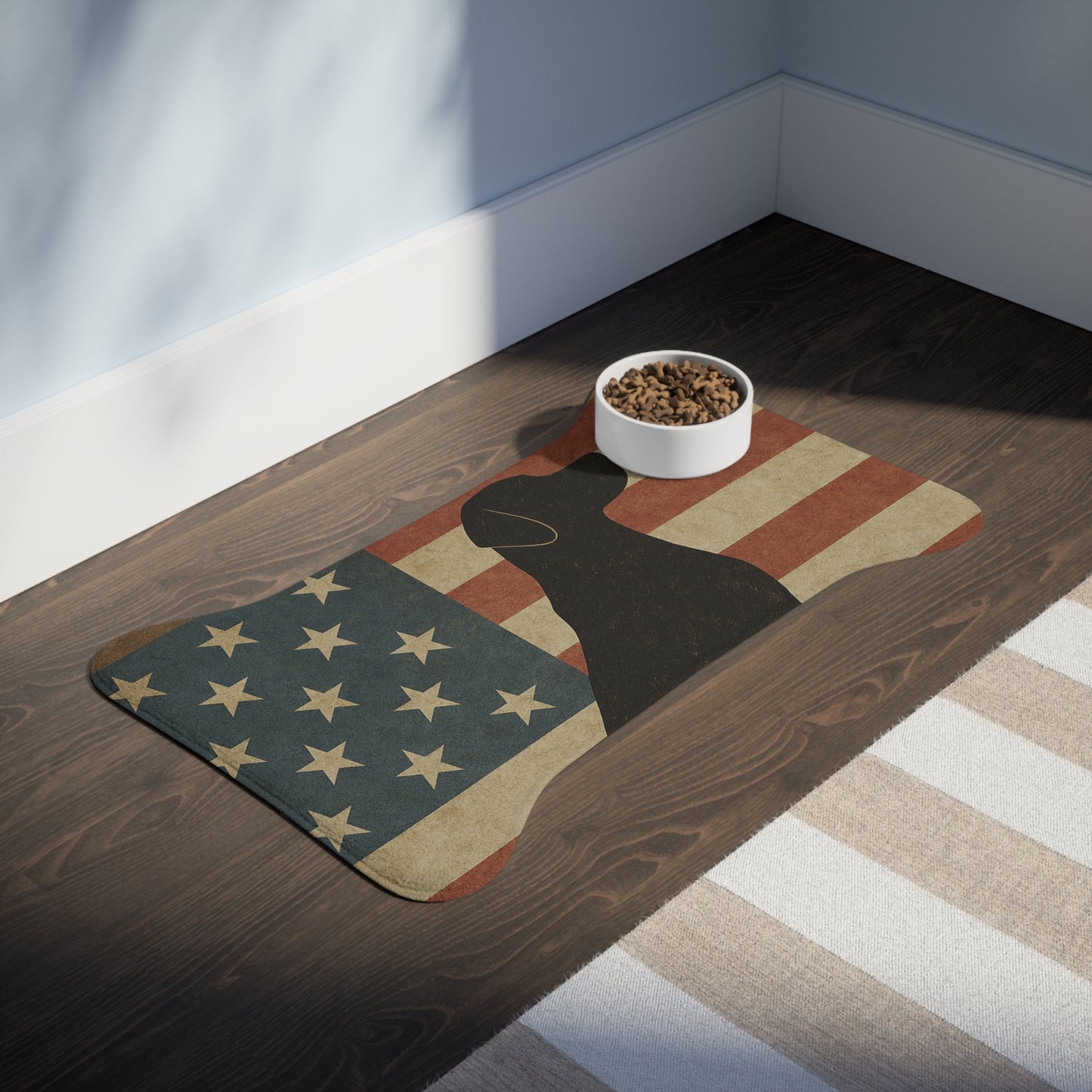 Patriotic Dog Feeding Mat - Americana Style Dog Bowl Mat