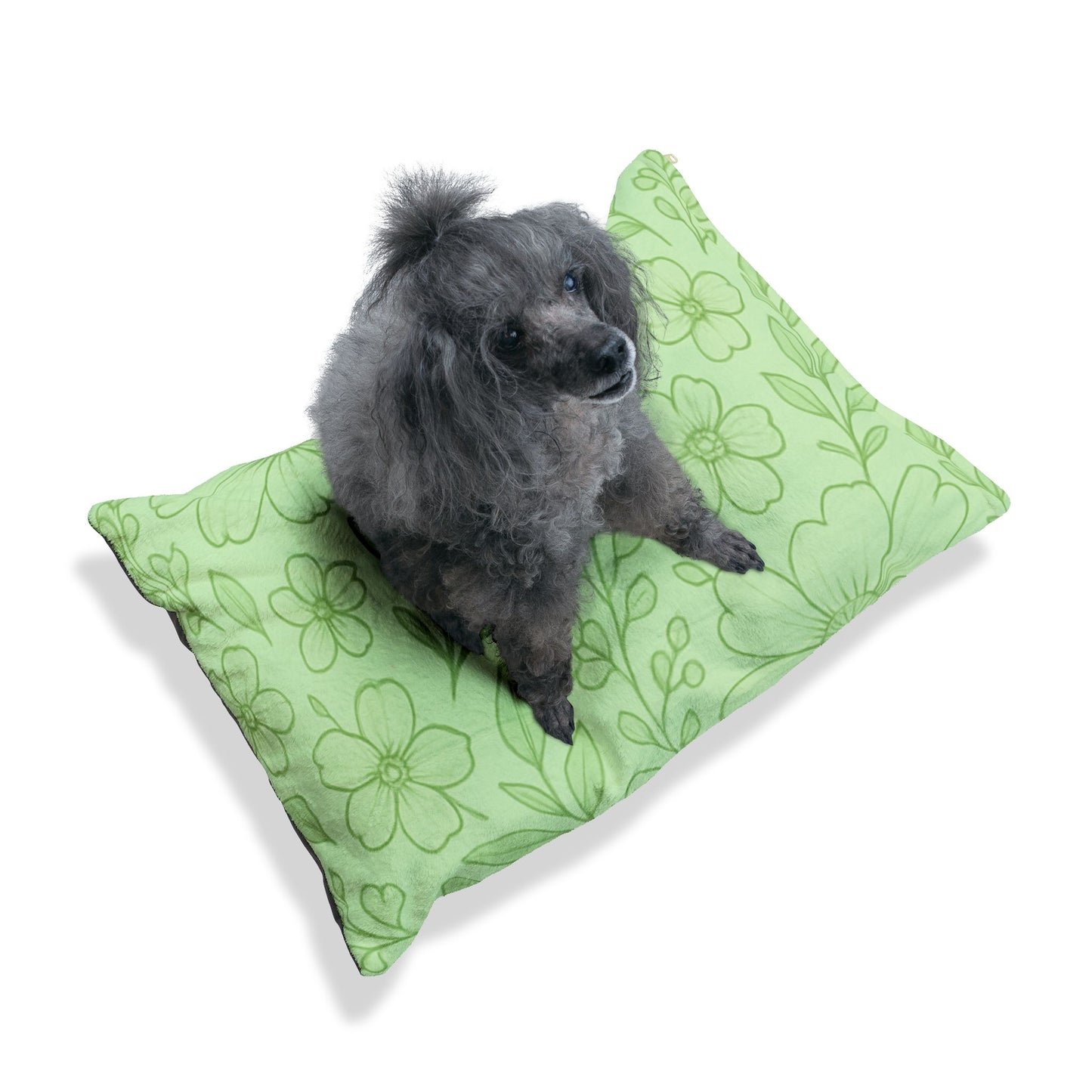 Floral Comfort Pet Bed - Cozy Green Design for Pet Relaxation