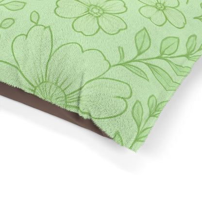 Floral Comfort Pet Bed - Cozy Green Design for Pet Relaxation