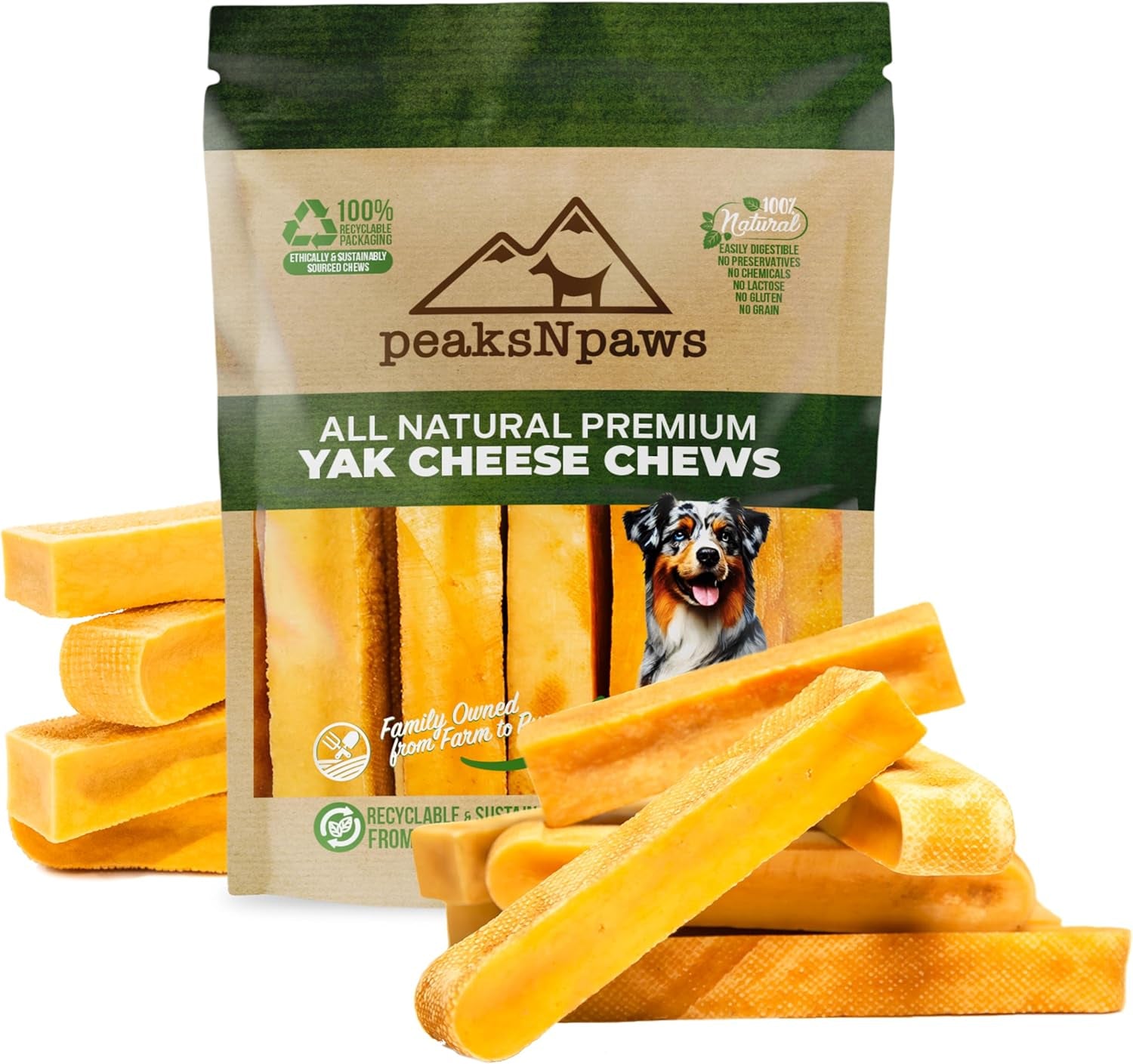 Yak Cheese Himalayan Dog Chews, High Protein, Natural Dog Treats Small Dogs, Lactose Free Chew Sticks for Aggressive Chewers, Long Lasting Pet Treat for Dogs under 15 Lbs, 9 Small Chews
