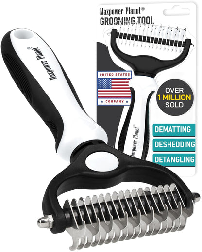 Original Pet Grooming Rake - Double-Sided Deshedding Dematting Tool, Undercoat Rake for Dogs & Cats, Extra-Wide Dog Grooming Brush & Deshedder Comb for Long Hair, Reduces Shedding 95%